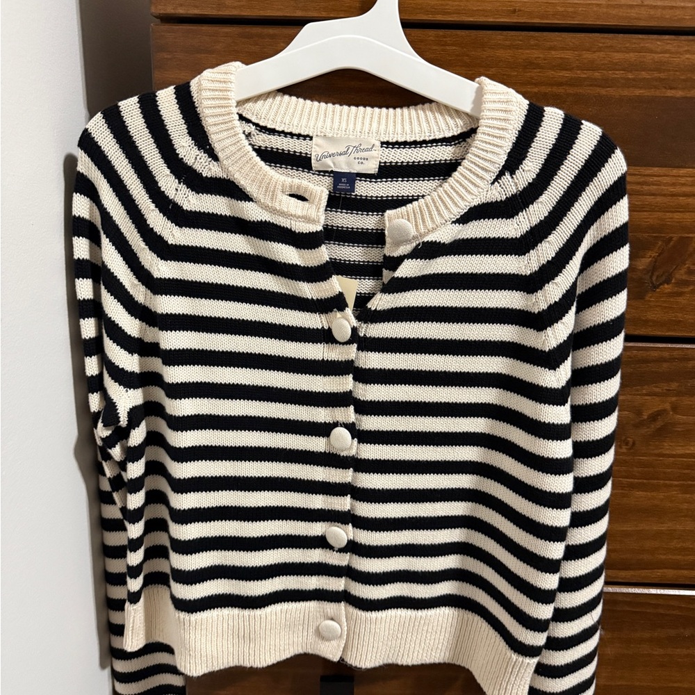 Universal Thread Black and White Striped Cardigan